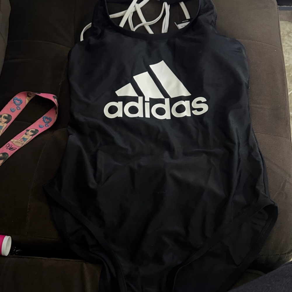 Adidas Black and White One-Piece Swimsuit